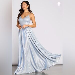 Windsor Shimmering Light Blue Maxi Dress size S